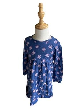 Old Navy Navy Blue Dress with Pink Daisy Print